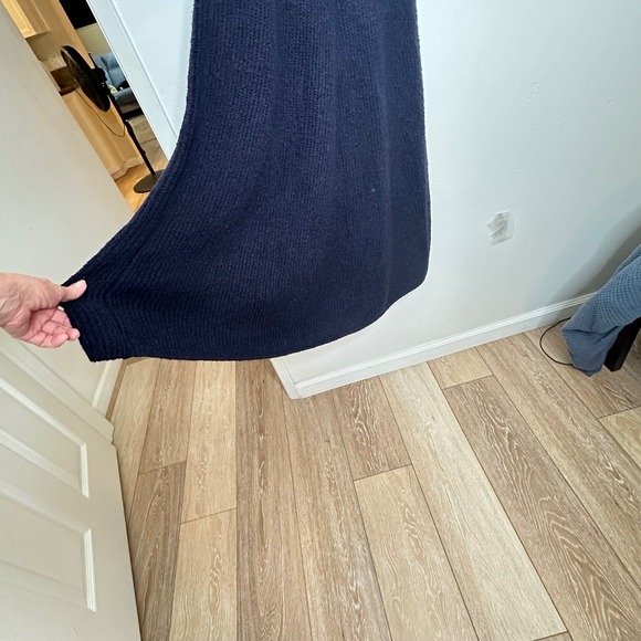 Banana Republic Knit Dress Sleeveless Mock Neck Navy Blue Size Large Merino Wool - Picture 4 of 9